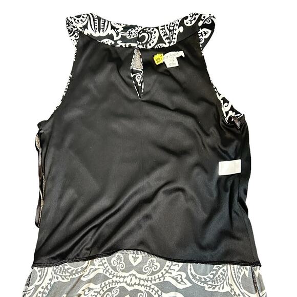 White House Black Market Dress Womens Size 2 Black White Mock Halter Blouson - Picture 6 of 10